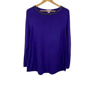 Carmen Marc Valvo Chain NeckLine Tunic Sweater Size XL Holiday Sweater